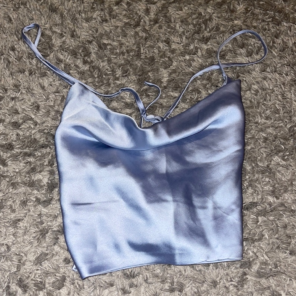 Blue silk tank top